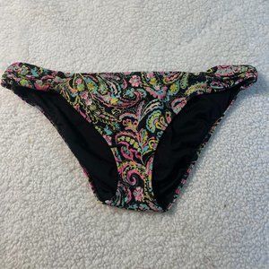 Victorias Secret Bikini Bottoms Large Knockout Neon Metallic Paisley Black